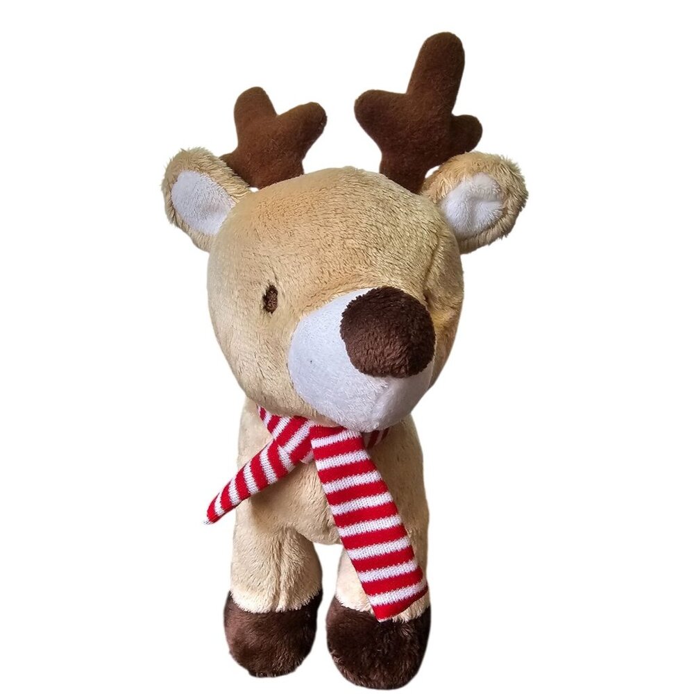 Carters Just One You Reindeer Plush Tan Toy Christmas Holiday Lovey 8" Striped